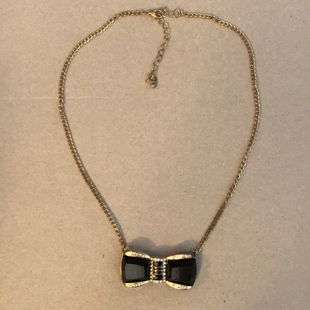 Gold and Black Bow Necklace